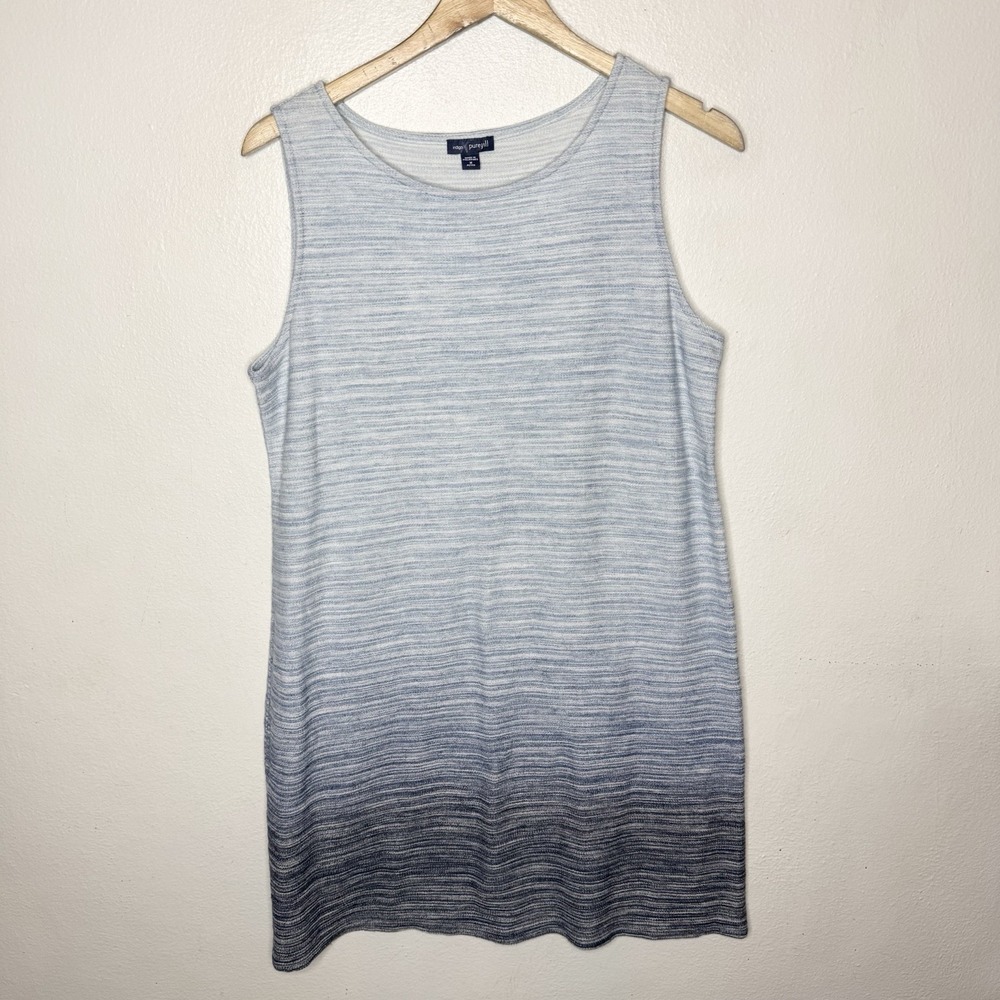 Pure J Jill Indigo Blue Sleeveless Shift Dress Womens Medium Petite Ombre A-line